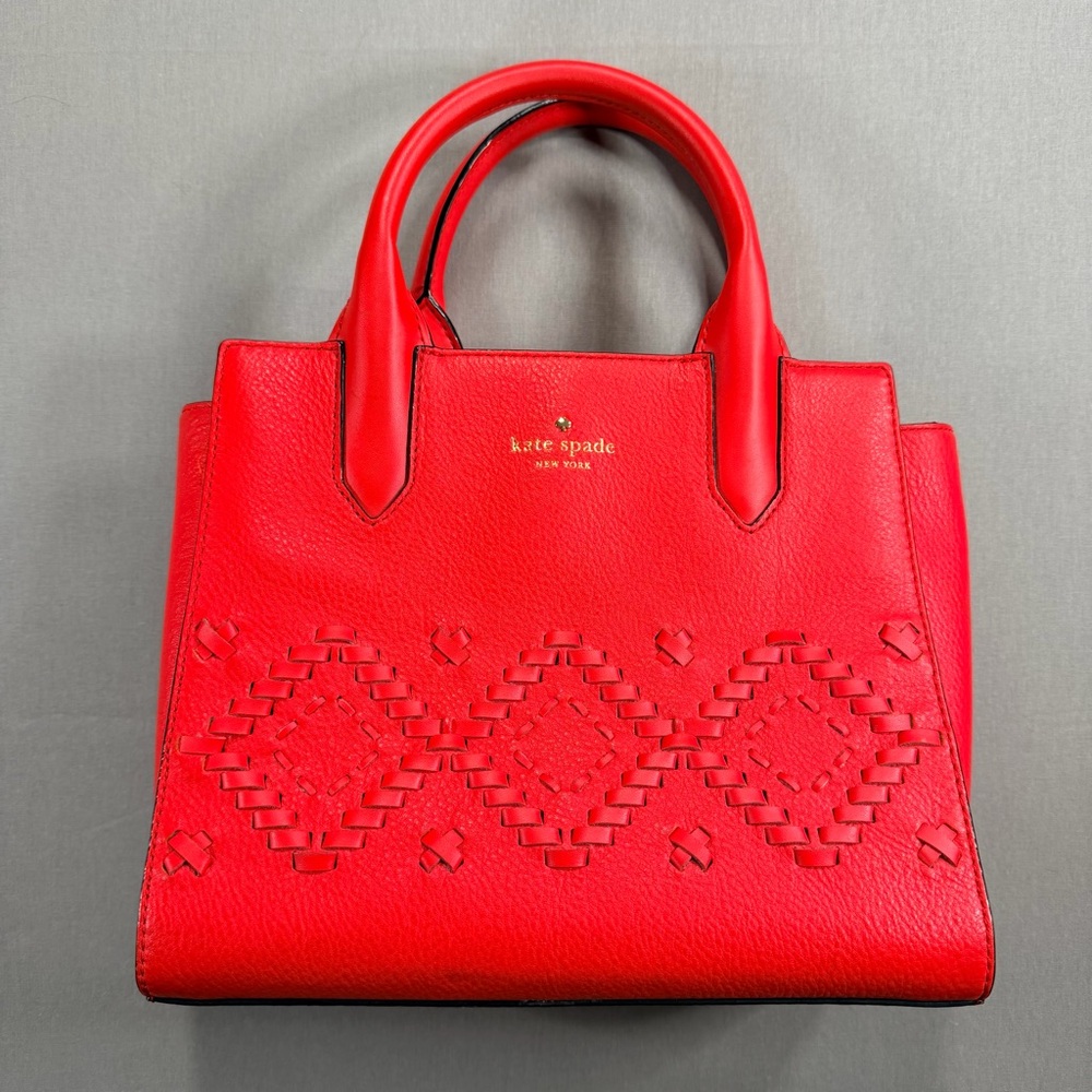 Kate Spade Flynn Street Meriweather Small Satchel Handbag, Red Leather